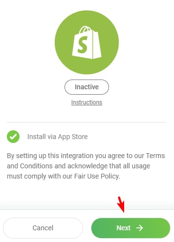 Avviare l'installazione dell'app