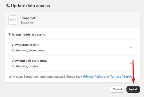 Concedere l'accesso ai dati in Shopify