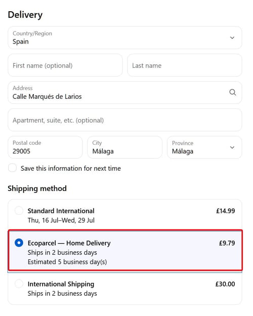 Mostrate le tariffe in tempo reale al checkout