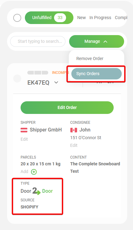 Synchronizácia objednávok v službe Shopify